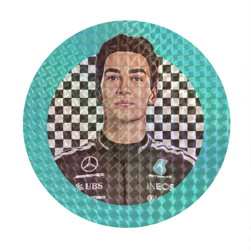 Racing George - Circle Sticker by DOLLY WOLFE