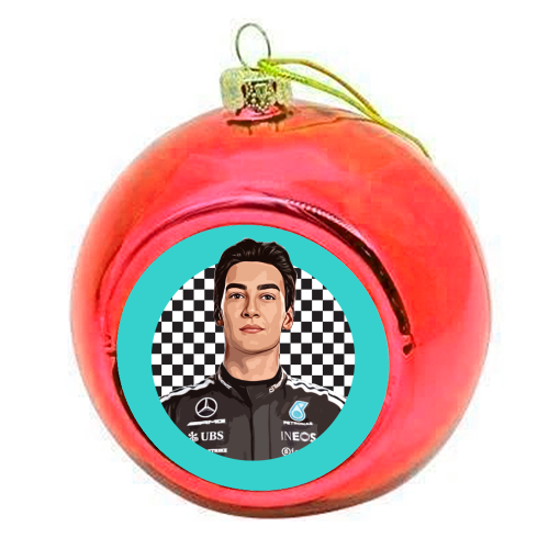 Racing George - colourful christmas bauble by DOLLY WOLFE