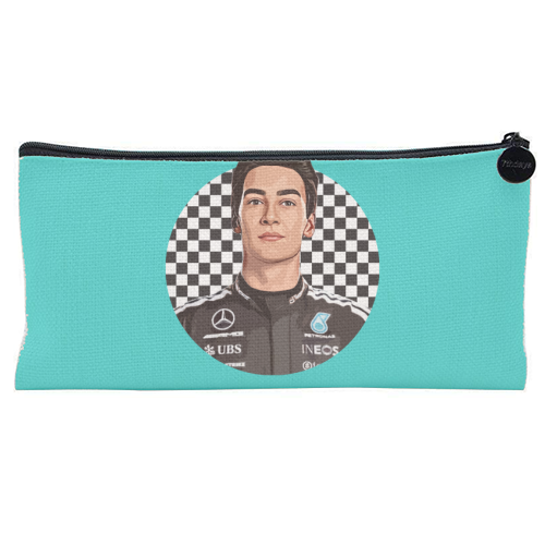 Racing George - flat pencil case by DOLLY WOLFE
