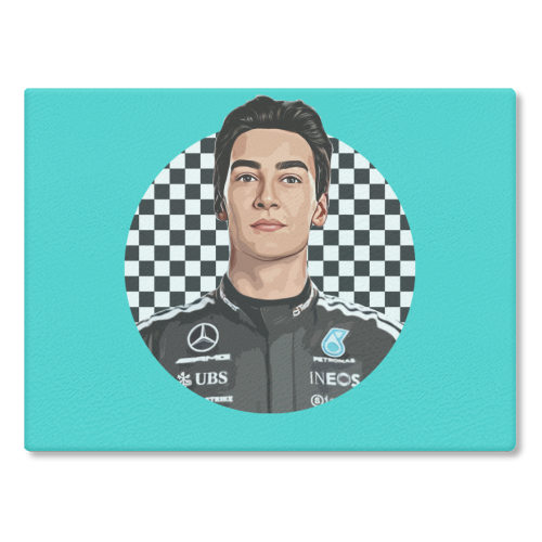Racing George - glass chopping board by DOLLY WOLFE