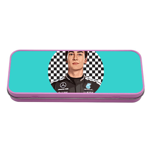 Racing George - tin pencil case by DOLLY WOLFE