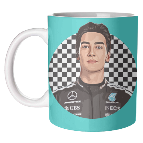 Racing George - unique mug by DOLLY WOLFE