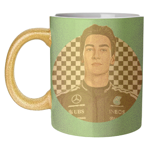 Racing George - unique mug by DOLLY WOLFE