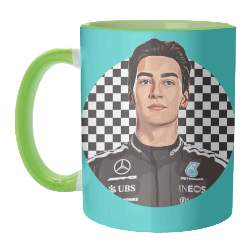 Racing George - unique mug by DOLLY WOLFE