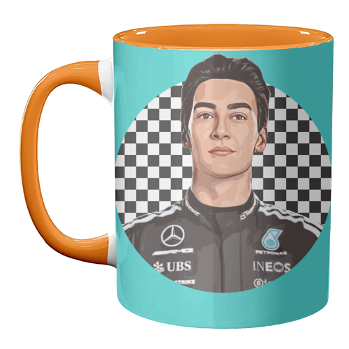 Racing George - unique mug by DOLLY WOLFE