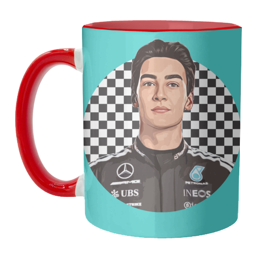 Racing George - unique mug by DOLLY WOLFE