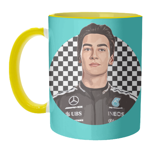 Racing George - unique mug by DOLLY WOLFE