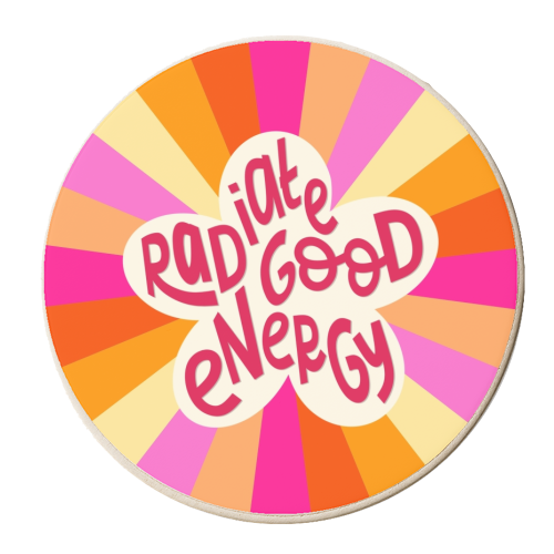 Radiate good energy - personalised beer coaster by The Girl Next Draw