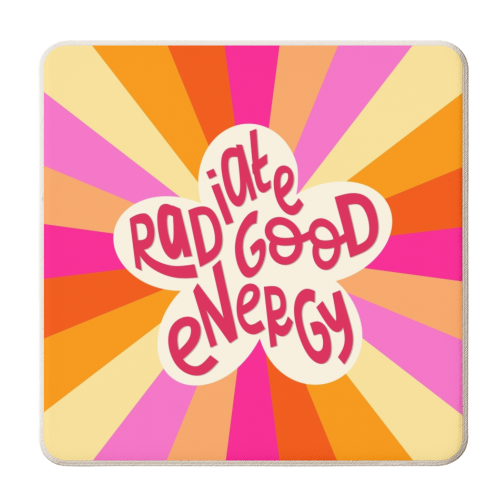 Radiate good energy - personalised beer coaster by The Girl Next Draw