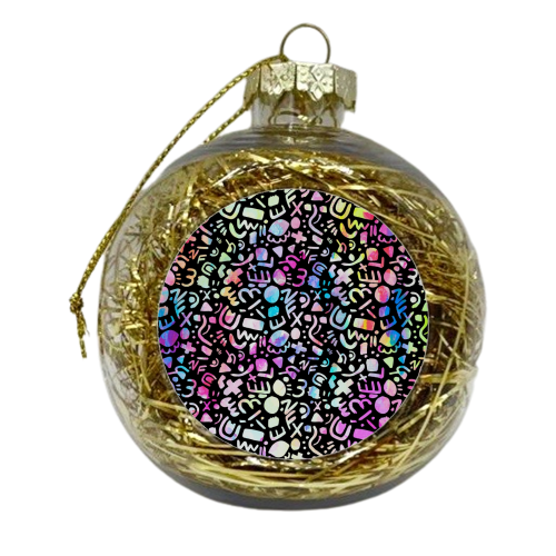 Rainbow 80s Retro Style - xmas bauble by Cassie Swindlehurst