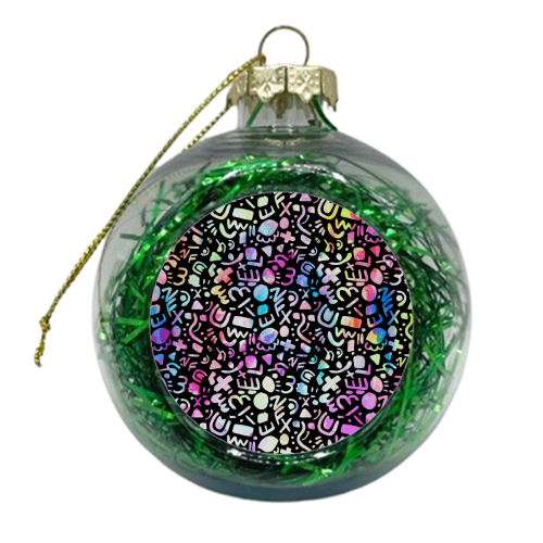 Rainbow 80s Retro Style - xmas bauble by Cassie Swindlehurst