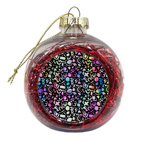 Rainbow 80s Retro Style - xmas bauble by Cassie Swindlehurst