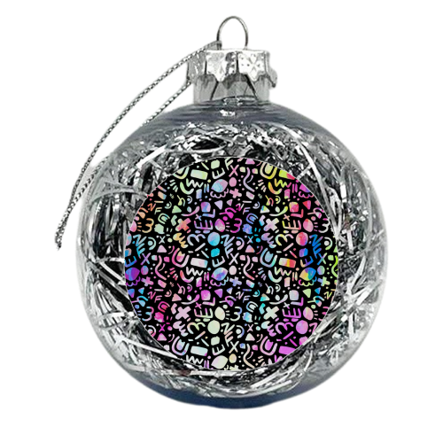 Rainbow 80s Retro Style - xmas bauble by Cassie Swindlehurst