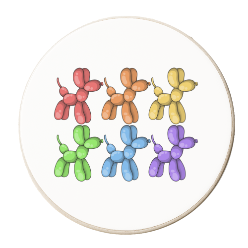 Rainbow Balloon Dogs Collection - personalised beer coaster by Amy Farmer