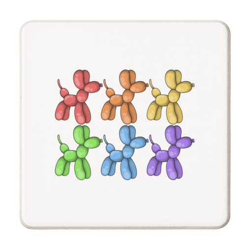 Rainbow Balloon Dogs Collection - personalised beer coaster by Amy Farmer