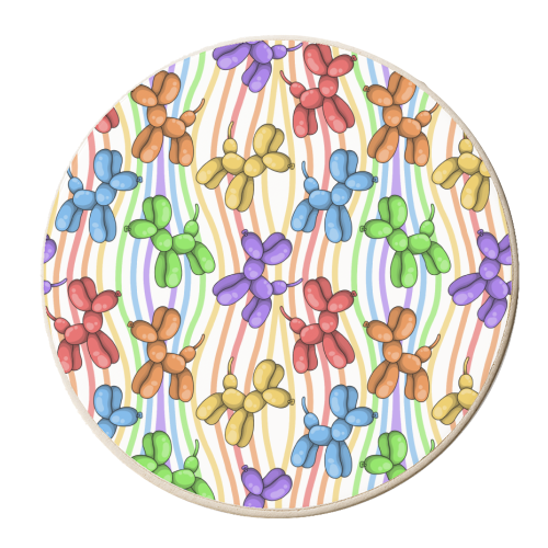 Rainbow Balloon Dogs - personalised beer coaster by Amy Farmer