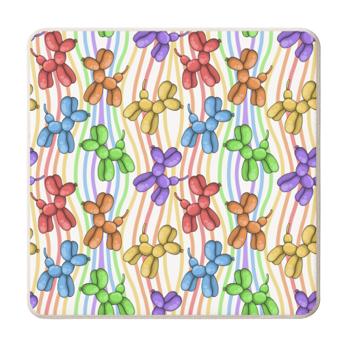 Rainbow Balloon Dogs - personalised beer coaster by Amy Farmer