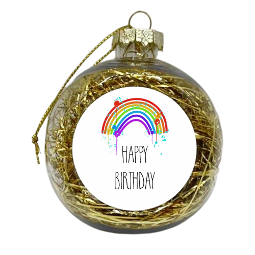 Rainbow Birthday Greeting - xmas bauble by Adam Regester