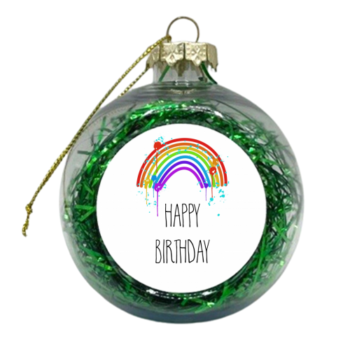 Rainbow Birthday Greeting - xmas bauble by Adam Regester