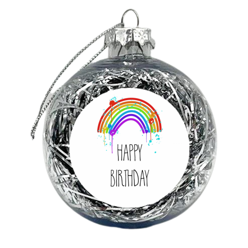 Rainbow Birthday Greeting - xmas bauble by Adam Regester