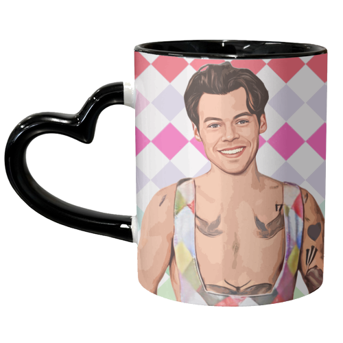 RAINBOW CHECK HARRY - unique mug by DOLLY WOLFE