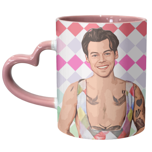 RAINBOW CHECK HARRY - unique mug by DOLLY WOLFE