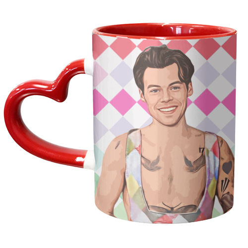 RAINBOW CHECK HARRY - unique mug by DOLLY WOLFE