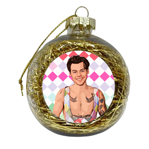 RAINBOW CHECK HARRY - xmas bauble by DOLLY WOLFE