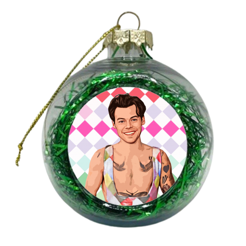 RAINBOW CHECK HARRY - xmas bauble by DOLLY WOLFE