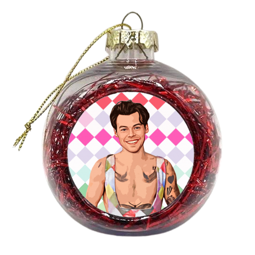 RAINBOW CHECK HARRY - xmas bauble by DOLLY WOLFE