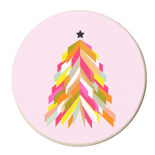 Rainbow Christmas tree #festive - personalised beer coaster by Dominique Vari