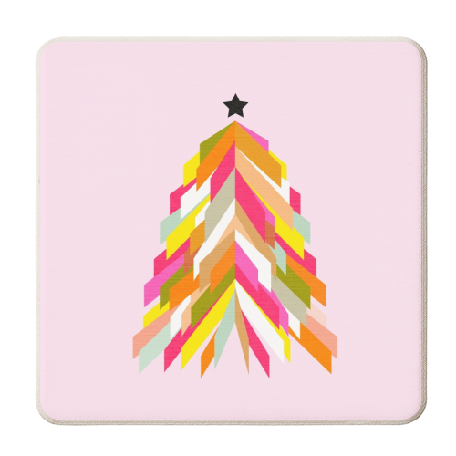 Rainbow Christmas tree #festive - personalised beer coaster by Dominique Vari