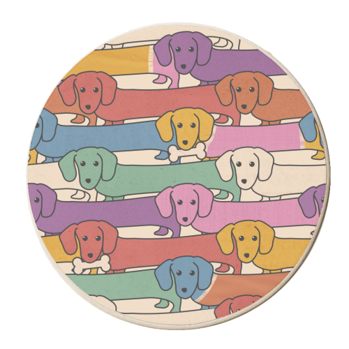 Rainbow Dachshunds - personalised beer coaster by Ania Wieclaw