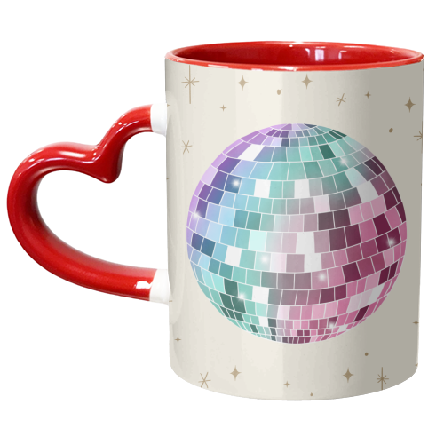 Rainbow Disco Ball - unique mug by Sarah Wilkinson