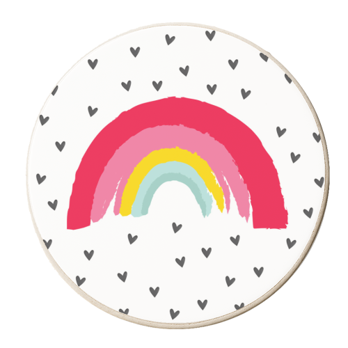 RAINBOW HEARTS - personalised beer coaster by The Boy and the Bear