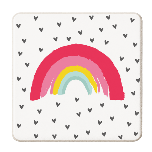 RAINBOW HEARTS - personalised beer coaster by The Boy and the Bear