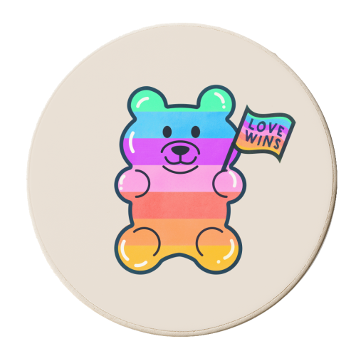 Rainbow Jelly Bear - June Pride Collection - personalised beer coaster by Ania Wieclaw