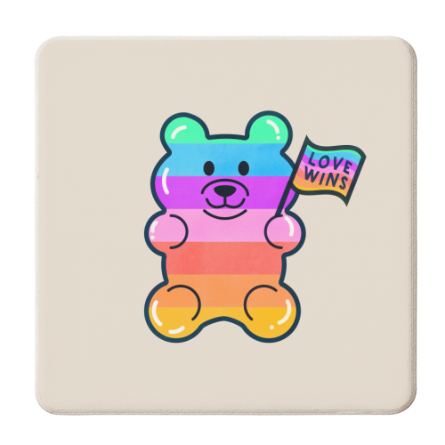 Rainbow Jelly Bear - June Pride Collection - personalised beer coaster by Ania Wieclaw
