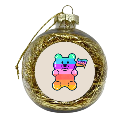 Rainbow Jelly Bear - June Pride Collection - xmas bauble by Ania Wieclaw
