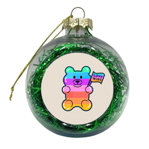 Rainbow Jelly Bear - June Pride Collection - xmas bauble by Ania Wieclaw