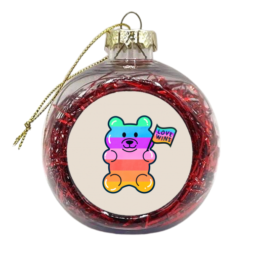 Rainbow Jelly Bear - June Pride Collection - xmas bauble by Ania Wieclaw