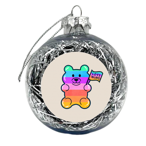 Rainbow Jelly Bear - June Pride Collection - xmas bauble by Ania Wieclaw
