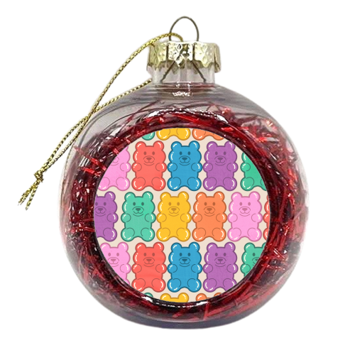 Rainbow Jelly Bears Pattern - xmas bauble by Ania Wieclaw