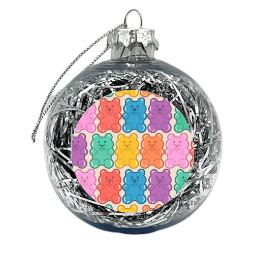 Rainbow Jelly Bears Pattern - xmas bauble by Ania Wieclaw