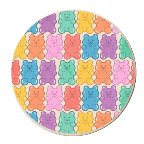 Rainbow Jelly Bears Pattern - personalised beer coaster by Ania Wieclaw
