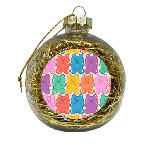 Rainbow Jelly Bears Pattern - xmas bauble by Ania Wieclaw