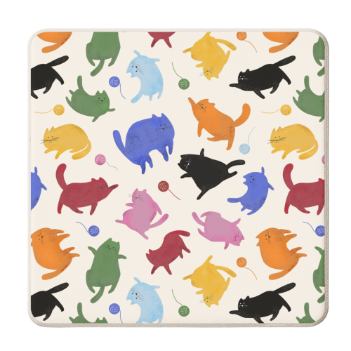 Rainbow Kittens - personalised beer coaster by Ania Wieclaw