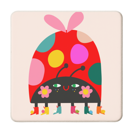 RAINBOW LADY BUG - personalised beer coaster by Nichola Cowdery