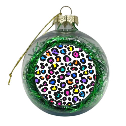Rainbow Leopard Print - xmas bauble by Colour Pop Prints