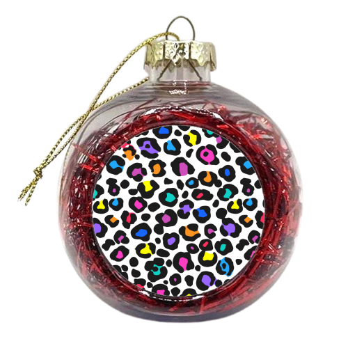 Rainbow Leopard Print - xmas bauble by Colour Pop Prints